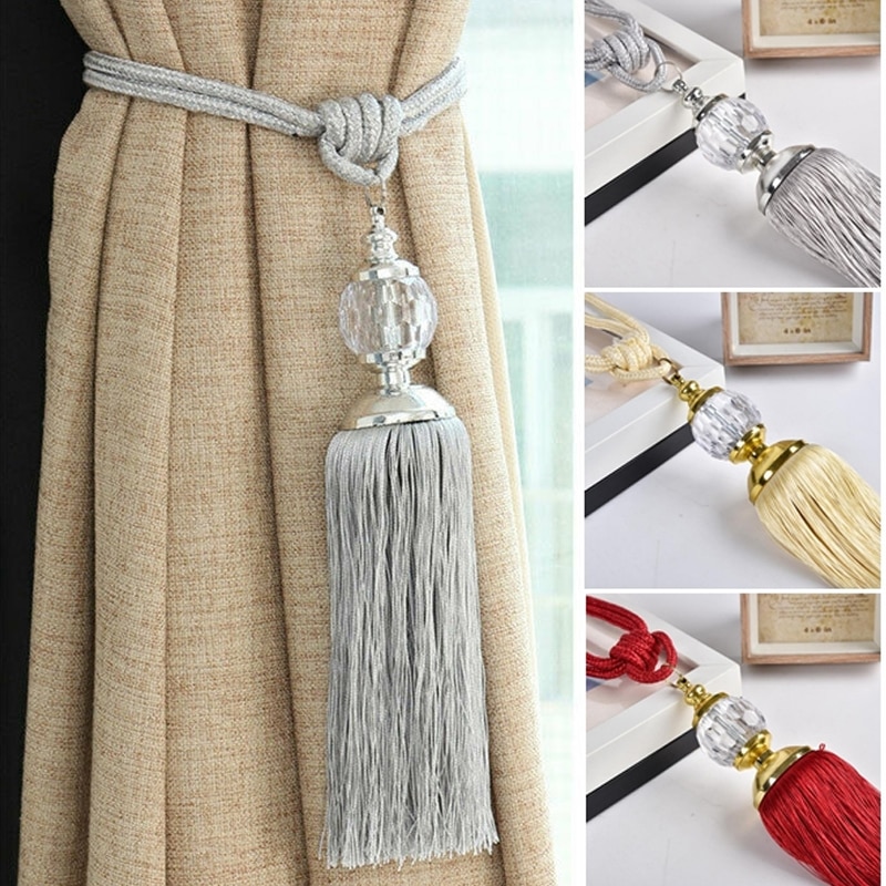2Stck Kristall Perlen Quaste Vorhang Tieback Dekorative Vorhang Zubehör Wohnkultur Vorhänge Schnalle Schnur Seil Zimmer Zubehör