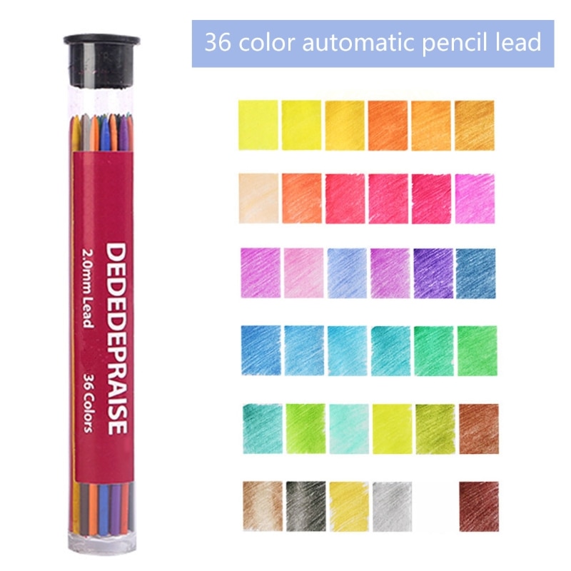 OOTDTY 36 Farben 2,0mm Mechanische Bleistifte Schreiben Zeichnung Bleistifte Nachfüllung Führt Schreibwaren Schule Bürobedarf