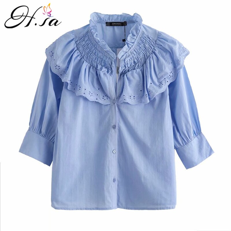 H.SA Frühling Frauen Sommer Bluse Koreanische Langarm Fliege Spitzen Und Blusen Jahrgang Frauen Hemden Blusas Roupa Blumen- Spitzen
