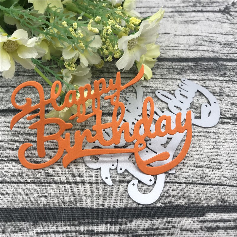 Glücklich Geburtstag Papier Metall Schneiden Stirbt Schablonen für DIY Scrapbooking Album Papier Karte Dekorative Handwerk Präge Sterben Schnitte