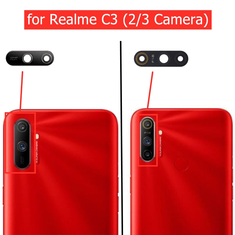 2 stücke für OPPO Realme C3 3 Kamera Kamera Glas Objektiv Zurück Hinten Kamera Objektiv mit 3M Kleber Ersatz reparatur Ersatzteile