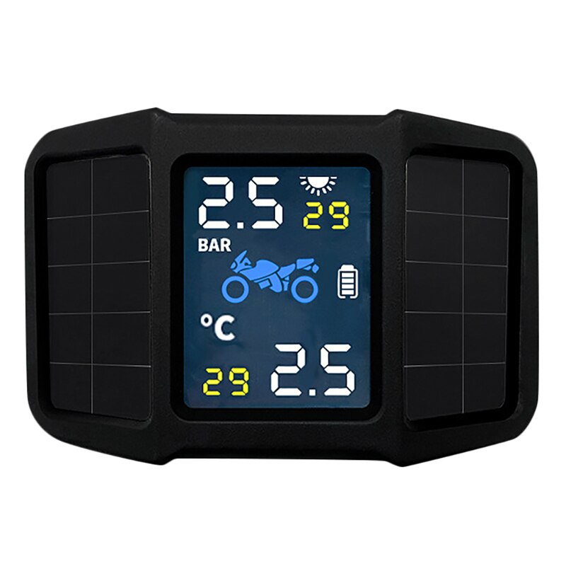 Solar- Ladung Motorrad TPMS Motor- Reifen Druck Temperatur Überwachung Alarm System mit 2 Externe Sensoren