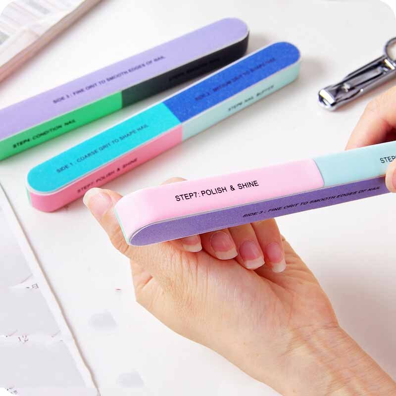 Mtssii Professionelle Nagel Datei für UV Gel Sechs-seitige Nagel Puffer dauerhaft Nagel Kunst Werkzeug Bunte matt Streifen Für eine Manikübetreffend 1 PC