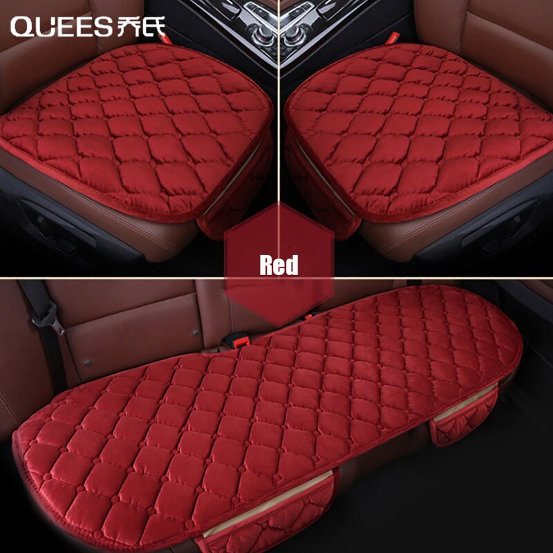 QUEES 3 stücke Kurze Plüsch Auto Sitz Abdeckung Winter Auto Sitz Schutz Kissen Multifunktionale warm Kissen Innen Auto Zubehör