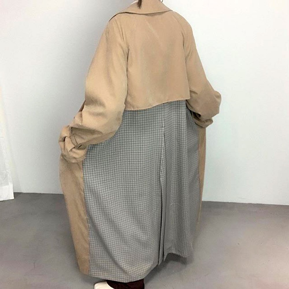 Graben Mantel Frauen Herbst Winter Janpan Weibliche Spitzen Patchwork verlieren Bordstein Revers Langarm Graben Mäntel Spitzen Outwear