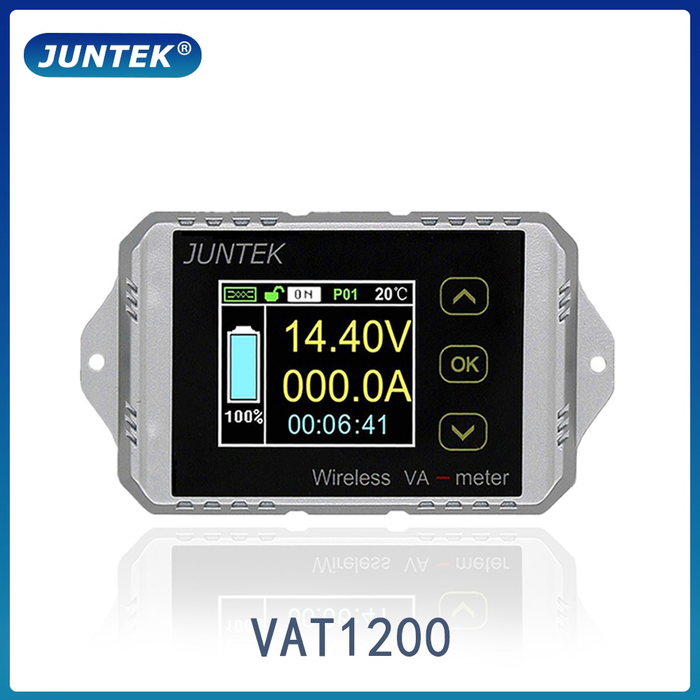JUNTEK MwSt1200 100V 200A Drahtlose amperemeter Voltmeter batterie kapazität überwachung Coulomb zähler 12V 24V 48V farbe bildschirm Meter