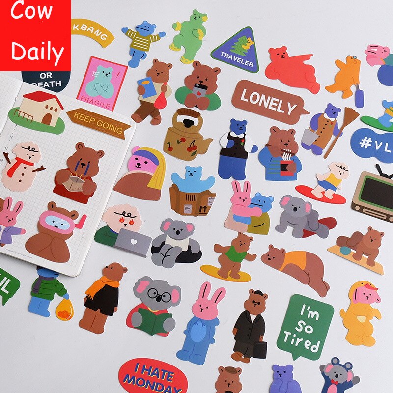 50Stck Nette Wald Bär Wasserdichte aufkleber DIY sammelalbum Basis Collage Handy, Mobiltelefon tagebuch glücklich planen abdichtung dekoration aufkleber
