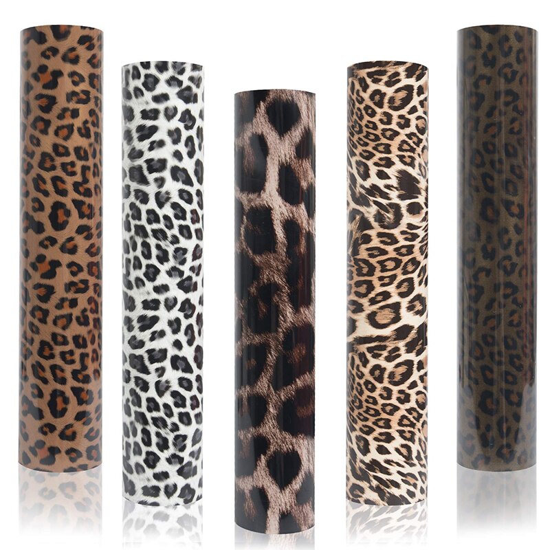 5 blatt Braun Leopard Vinyl wärme Transfer Prämie wild Tier drucken Eisen-auf HTV Wärme Transfer Vinyl für Bekleidung 10*12 zoll