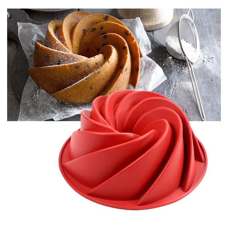 Große Spirale bilden silikon Bundt Kuchen Pfanne 10-zoll, brot Backformen bilden backen Werkzeuge Zyklon bilden Kuchen bilden DIY Backen Werkzeug