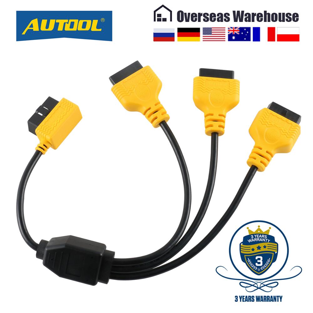 AUTOOL OBD2 Splitter Kabel OBD 2 Verlängern Y Kabel 1 zu 3 Konverter Adapter Draht 50cm J1962M zu 3-J1962F OBD2 Verlängerung Teilt Kabel