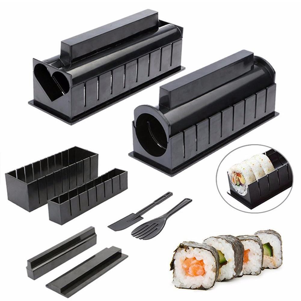 10 Teile/satz DIY Sushi-herstellung Bausatz Japanischen Sushi Kochen Reis Sushi Werkzeuge Küche Sushi rollen rollen Hersteller Schimmel Werkzeuge G3A3