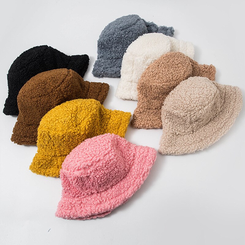 Frauen Hütte Solide Künstliche Pelz Warme Weibliche Kappe Faux Pelz Winter Eimer Hütte für Frauen Ich bin Freien Sonnencreme Sonnenhut Hütte Panama kappe Damen