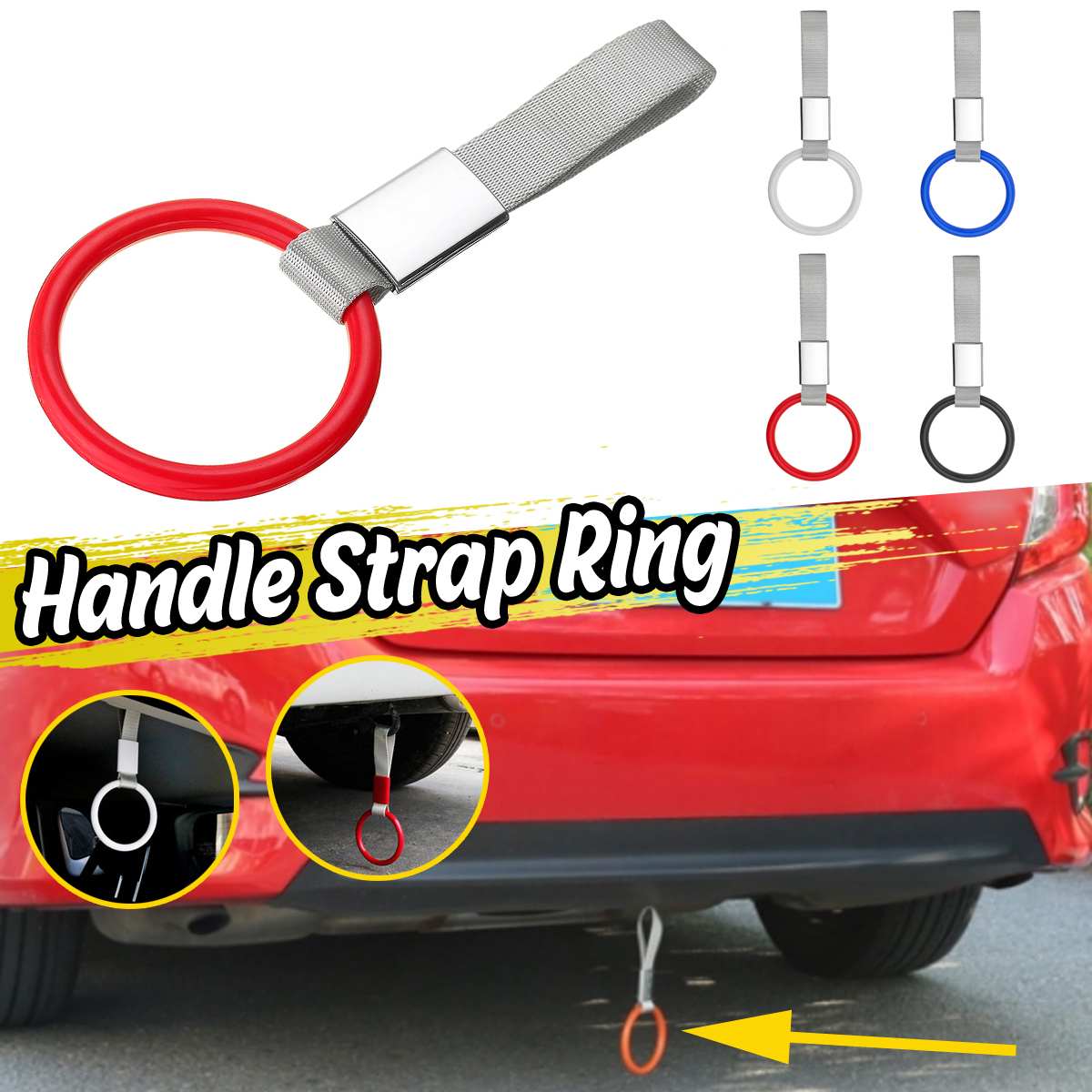 Auto Innen ziehen Ring U-bahn Zug Bus Griff Gurt Charme Drift Ring Dekorative Auto Hinten Stoßstange Warnung Schleife Ring Hängen Ring