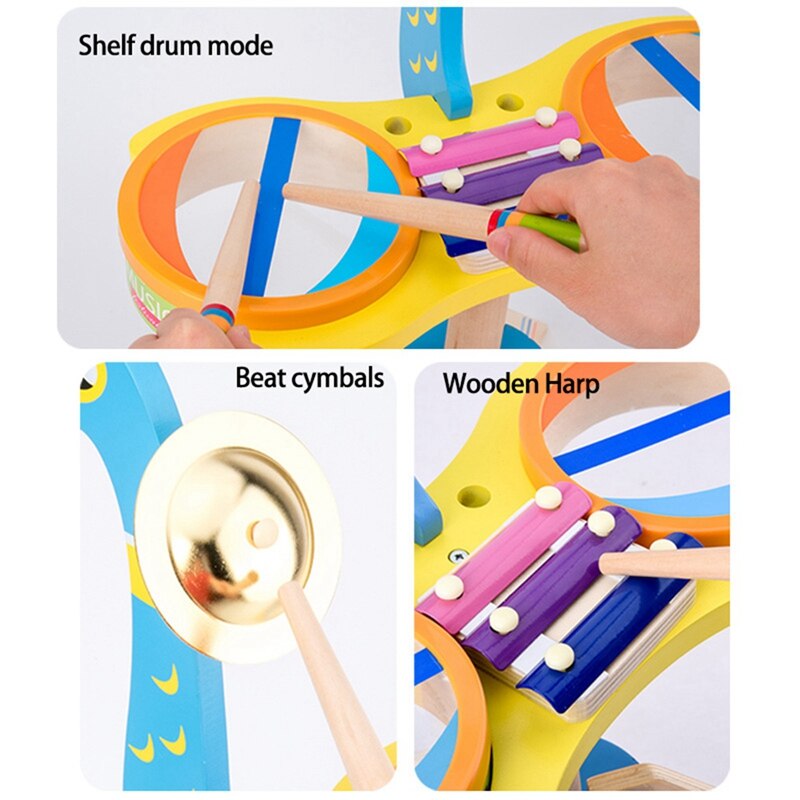 Baby Spielzeug Pfau Trommel Bausatz freundlicher Musical Instrumente Holz Spielzeug für freundlicher Xylophon Spielzeug Hand auf Klavier Schlagzeug
