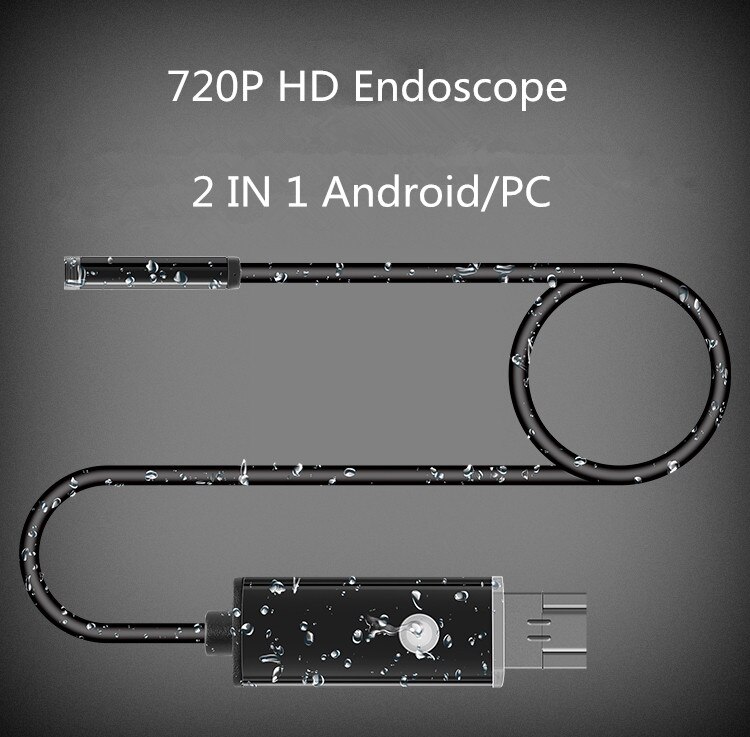 1m 2m 7MM Objektiv 2 in 1 Android/PC 720P HD Endoskop Rohr Wasserdicht Schlange endoskop USB Inspektion Mini Kamera Mit 6 LED