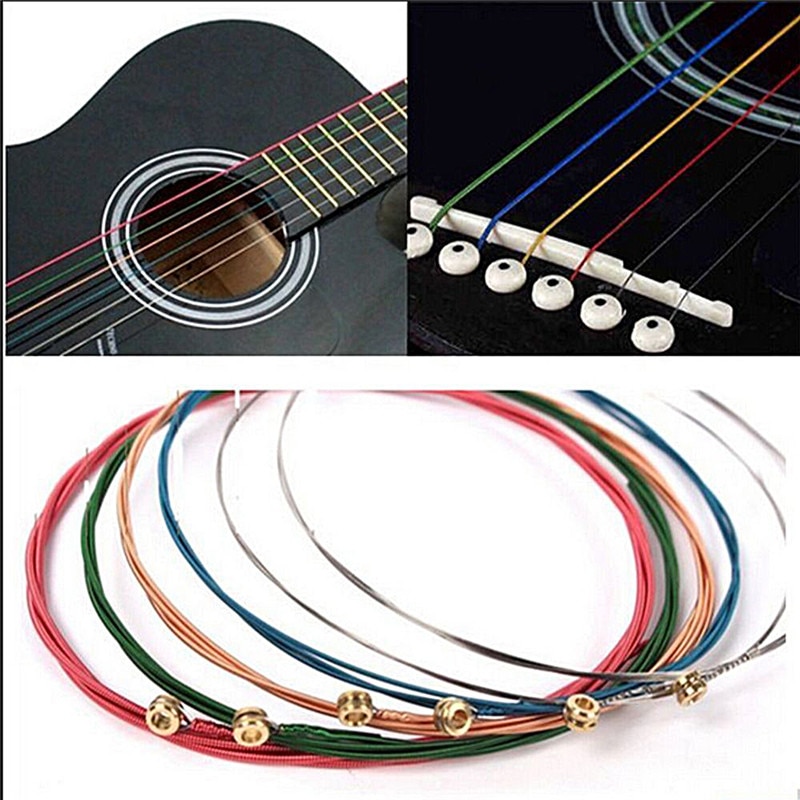 Regenbogen Bunte Gitarre Saiten E-A 1 einstellen 4/5/6Stck Für Akustische Volk-gitarre Klassische Gitarre Multi farbe Kupfer Legierung/Stahl