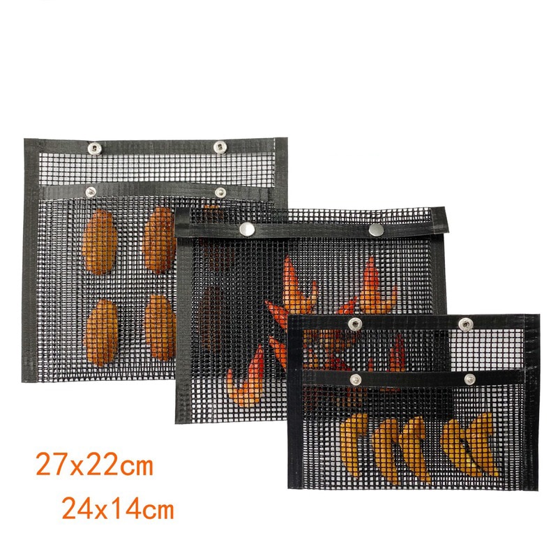 Grill Tasche Nicht-Stock Gittergewebe Grillen Tasche Wärme Widerstand Fleisch Fisch Gemüse BBQ Backen Tasche Grill Netz Außen Picknick werkzeuge