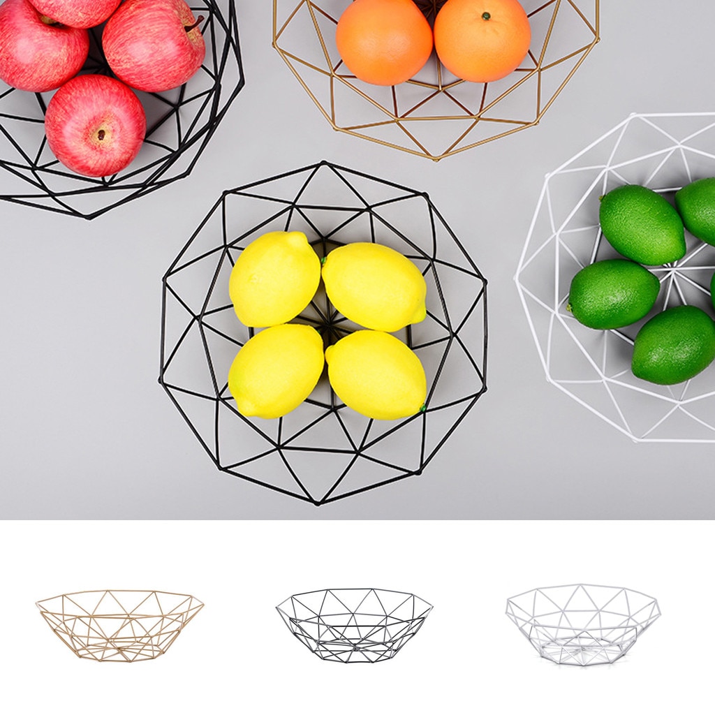 Geometrische Obst Juwelüse Platewire Korb Metall Schüssel Küche Lagerung Schreibtisch Anzeige Lagerung Korb Obst Tabletts # TD