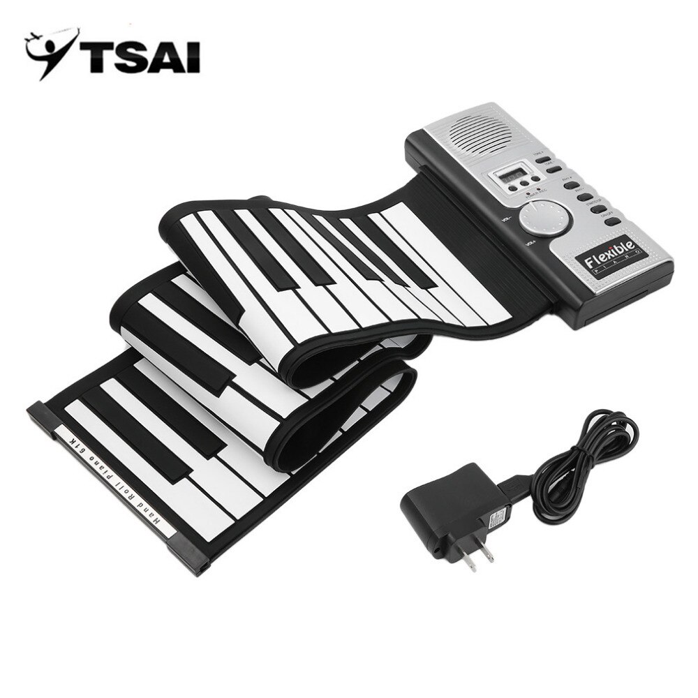 TSAI Klavier Elektronische Schwarz und Weiß 61 Tasten Universal- flexibel rollen hoch Weiche Tastatur Klavier für guitarra spieler beliebte Heißer