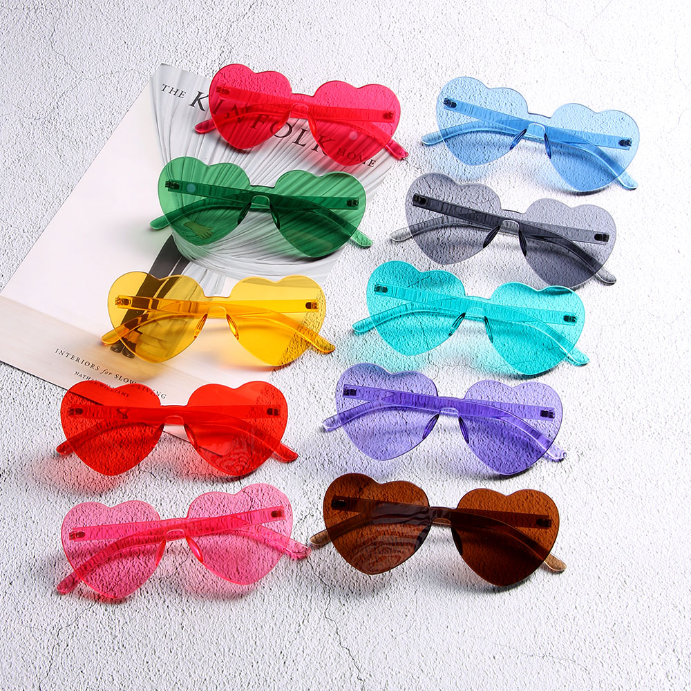 Frauen SchöNe Herz Randlose Sonnenbrille Katze Auge Rahmen Sonnenbrille Farbton Klar UV400 Brillen modisch Einkaufen Sonnenbrille