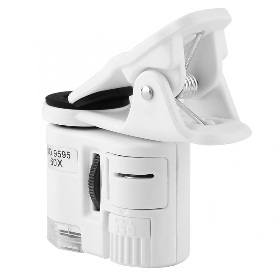 9595W 60X LED Lupe LED UV Licht Mini praktisch Clip Mikroskop Zubehör mit LED Licht LED Lupe