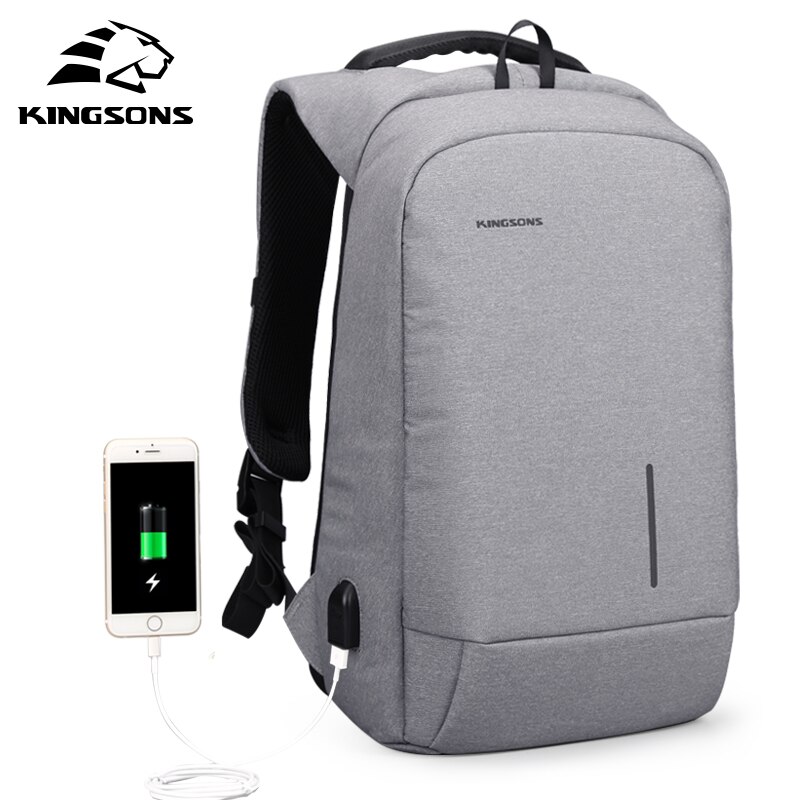 10% aus Kingsons KS3149W 13,3 15,6 zoll Externe USB Ladung Laptop Rucksäcke Schule Rucksack Tasche Männer Frauen Reisetaschen