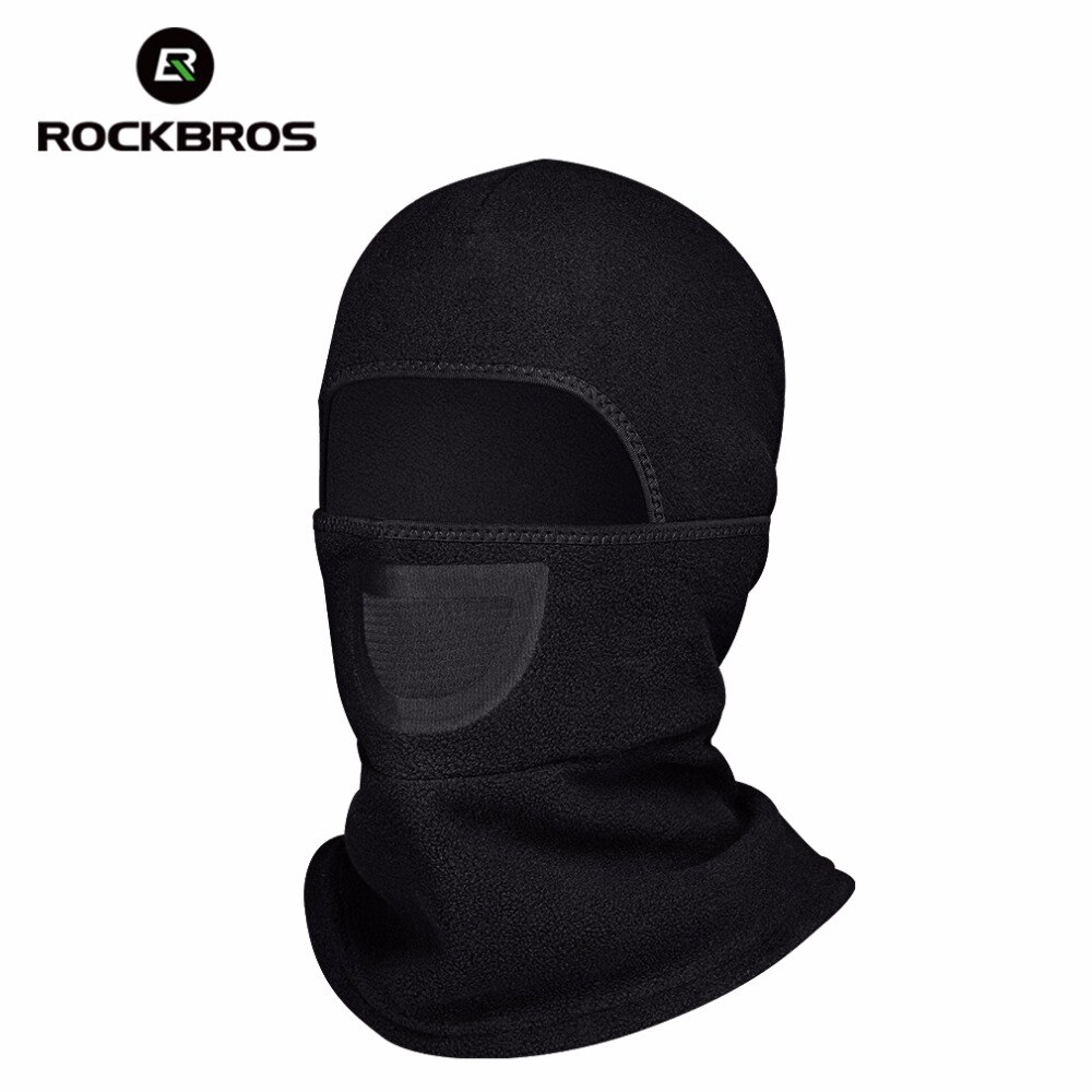 ROCKBROS Fahrrad Vlies Kappen Radfahren Headwear Nacken Wärmer Für Kopf Fahrrad Gesicht Masken Hütte Kragen Schal Fahrrad Zubehör Schwarz