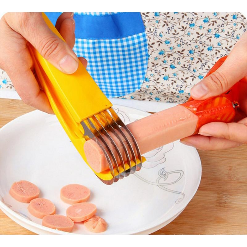 Edelstahl + Kunststoff Obst Cutter Wurst Heißer Hunde Cutter Schneidemaschine Multifunktions Splitter Küche Werkzeuge, Gemüse, Obst Schneidemaschine