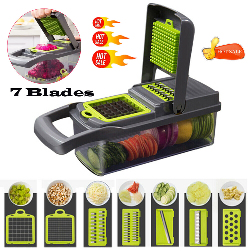 7 in1 Lebensmittel Gemüse Obst Schäler Cutter Schneidemaschine Dicer Zerhacker Mandoline Schneidemaschine Obst Cutter Karotte Reibe Gemüse Schneidemaschine
