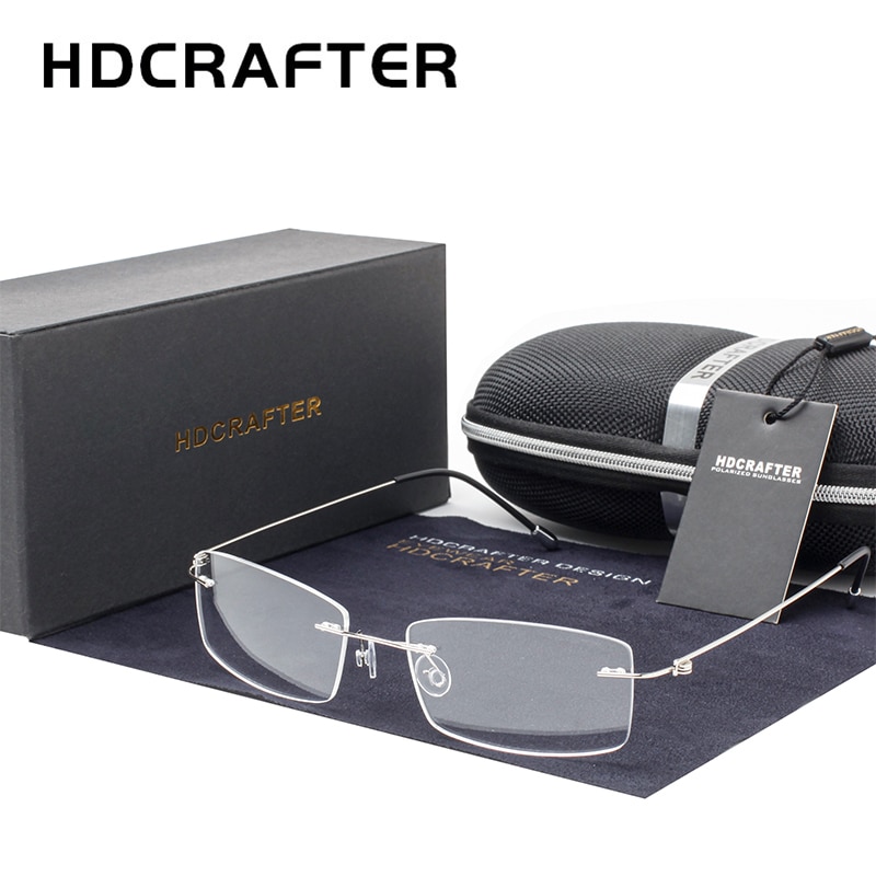 HDCRAFTER Titan Randlose Brille Frauen Brillen Rahmen Ultraleicht Myopie Optische Rahmenlose Koreanische Brillen Weiblich