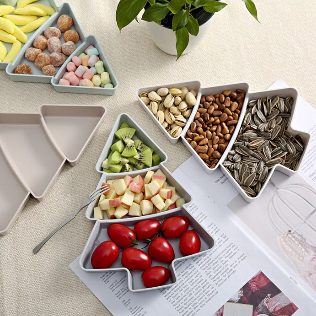 Kreative Weihnachten Baum bilden Süßigkeiten Snacks Nüsse Samen Trocken Früchte Kunststoff Platten Gerichte Schüssel Frühstück Tablett Heimat Liefert # TD