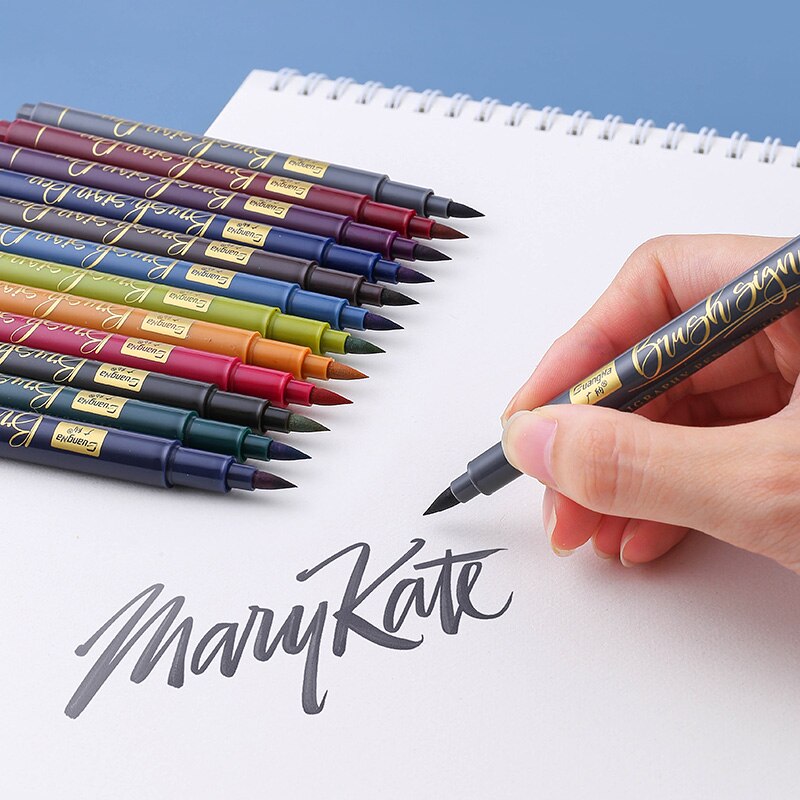 12 farben Kalligraphie Stift Hand Schriftzug Stifte Pinsel Nachfüllung Schriftzug Stifte Marker für Schriftlich Zeichnung Schwarz Tinte Stifte Kunst Marker