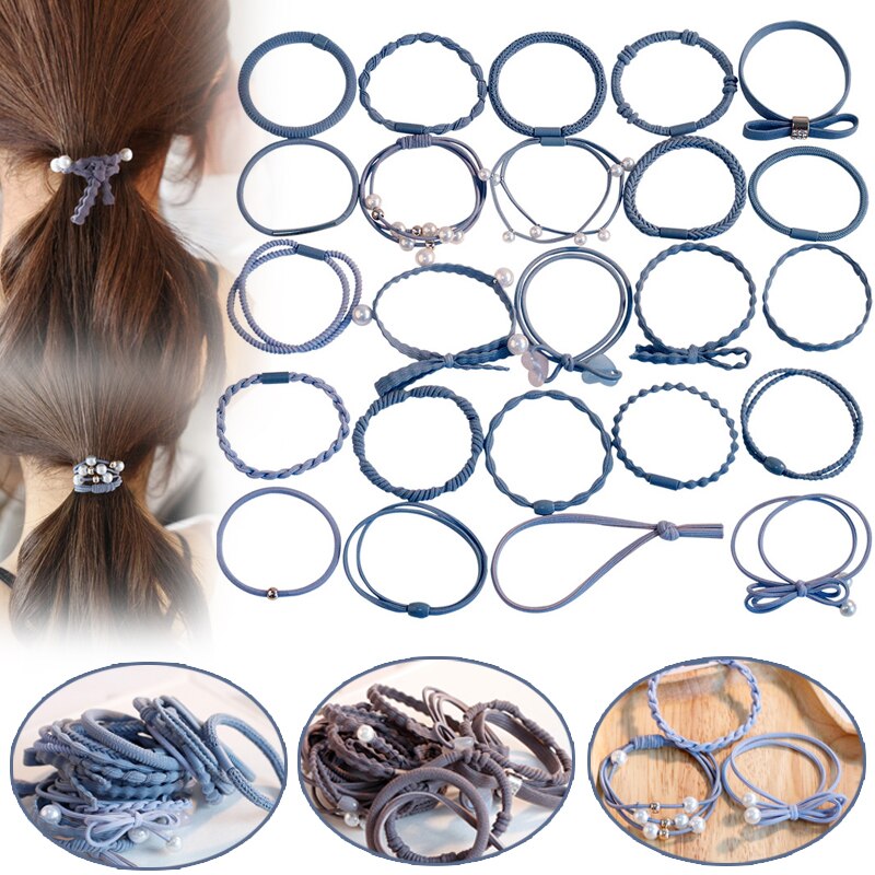 24 teile/satz Koreanische Stil Frauen Haar Krawatten einstellen Haar Bands Gummiband Stilvolle Haar Seile