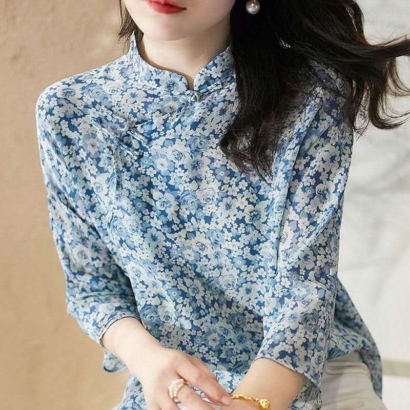 chinesische Spitzen gemalt blumen qipao hemd cheongsam hemd chinesischen stil cheongsam bluse traditionelle chinesische kleidung frauen