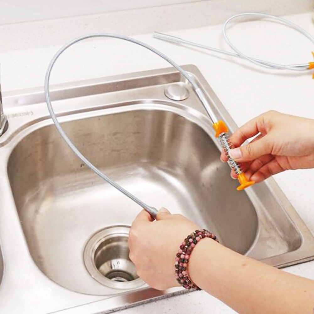 60CM Schlecht Frühling Kanalisation Küche Waschbecken Reinigung Haken Baggerarbeiten Gerät Haar Werkzeug Biegsamen Entfernung Waschbecken Wc Haar Filter Rohr 3