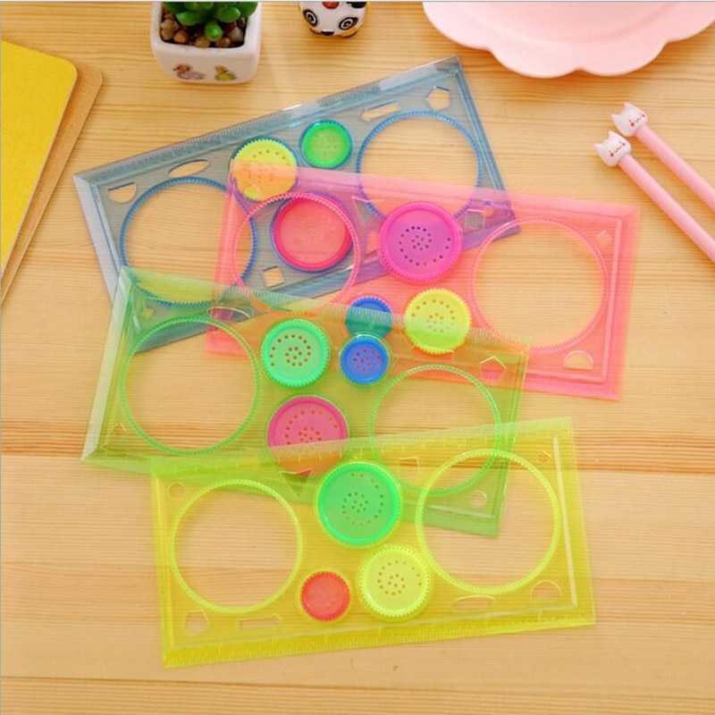 1 paket/los Hohl Bunte Zeichnung Vorlage Farbe Kaleidoskop Korea Schreibwaren Malerei Lineal einstellen Patchwork Lineal