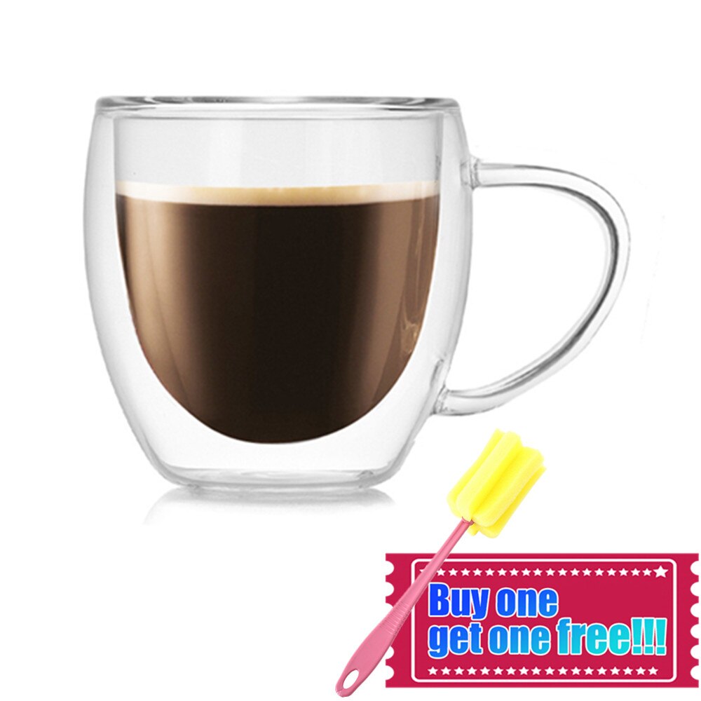 1 Stck Wasser Flasche Kaffee Tasse Getränk Wärme-Besteändig Doppel Zauberstab Glas Tasse Bahre Handgemachte Bahre Becher Tee Whiskey saft Glas Tassen