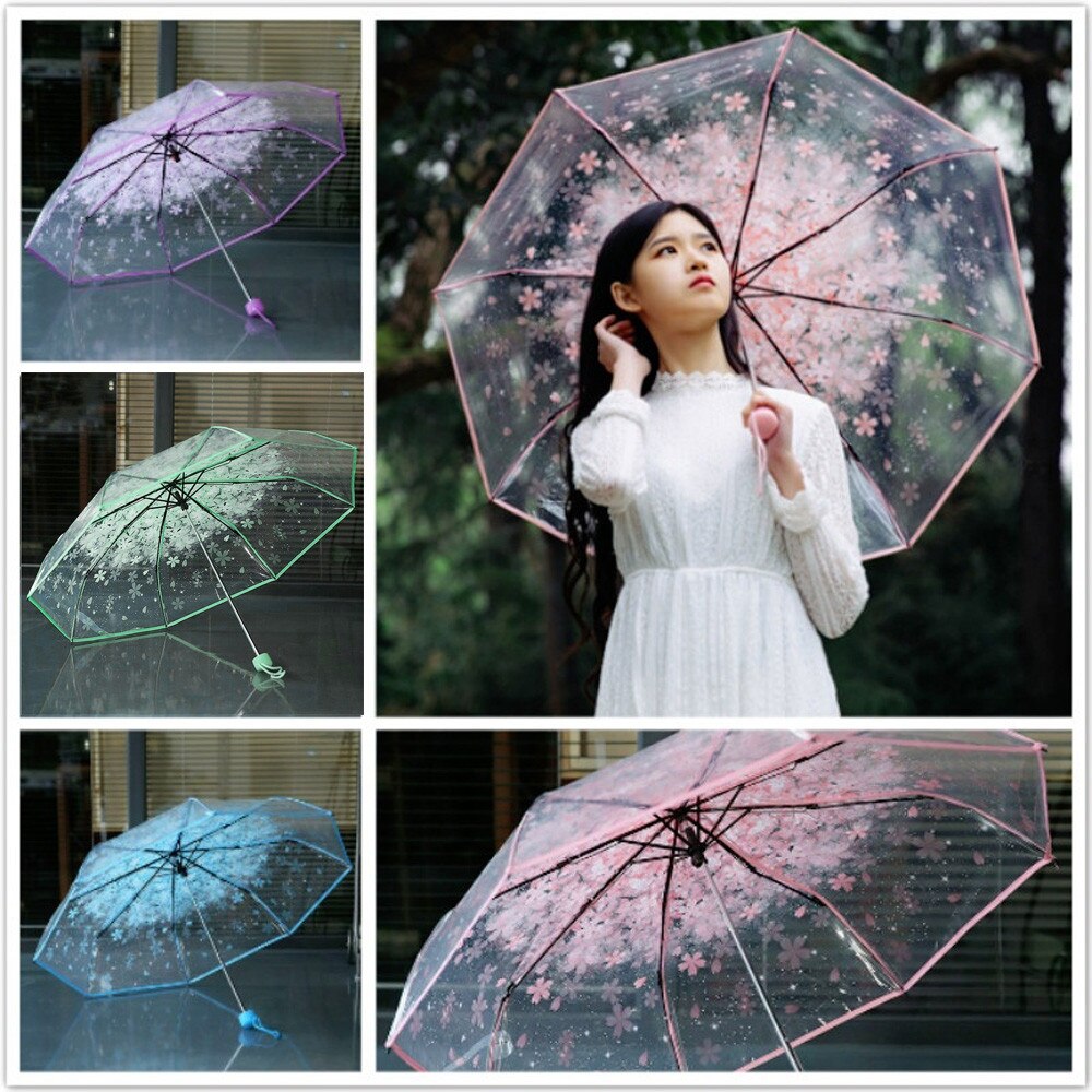 transparent Klar Regenschirm Kirschblüte Pilz Apollo Sakura 3 Falten Regenschirm Chinesischen Stil Dekorative Fotografie Regenschirm