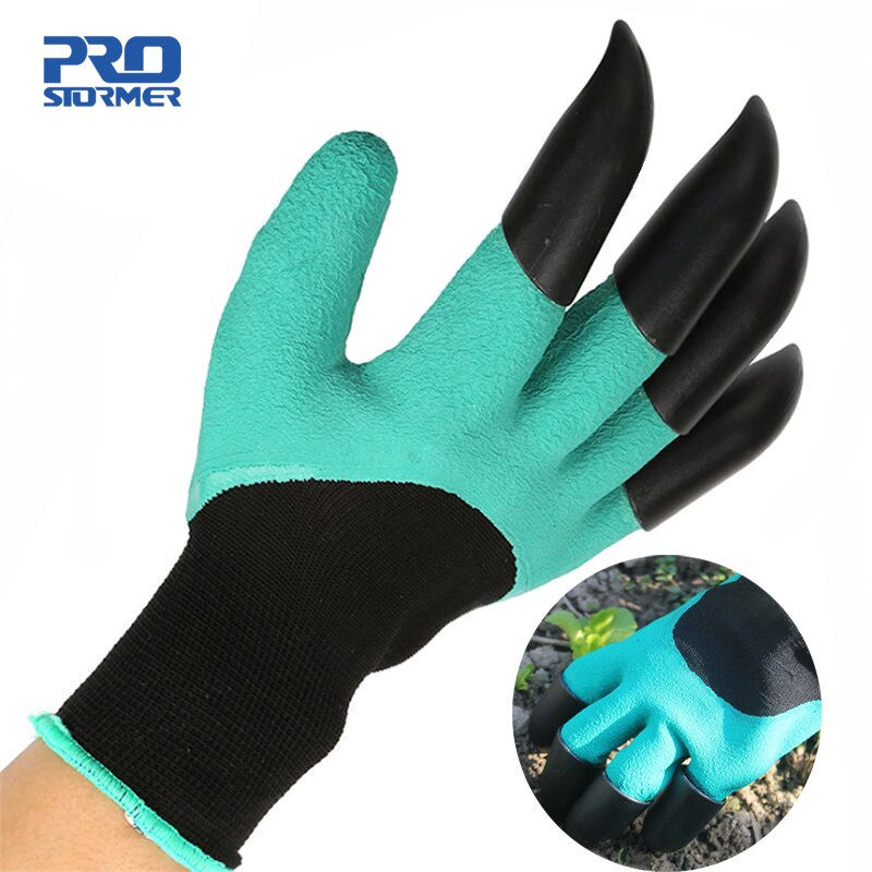 PROSTOEMER Grün Garten Graben Handschuhe mit 4 ABS Kunststoff Krallen für garten Graben Pflanzung 1 paar Garten Graben Handschuhe Werkzeuge