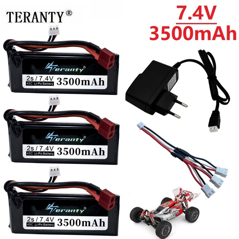 Original Wltoys 144001 2s 7,4 V 3500mAh rechargable Lipo batterie und ein Ladegerät für Wltoys 1/14 144001 RC Auto Stiefel Lipo batterie