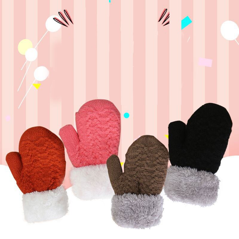 Neue freundlicher Fäustlinge freundlicher draussen Voll Finger Handschuhe Winter unisex Junge Mädchen Verdicken Handschuhe Plüsch Innen Solide Strick Handschuhe