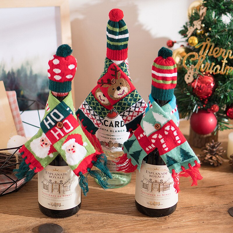 Weihnachten dekorationen wein flasche einstellen schal Hütte betroffen zwei setzt Hotel tabelle kreative dekoration Heimat dekoration