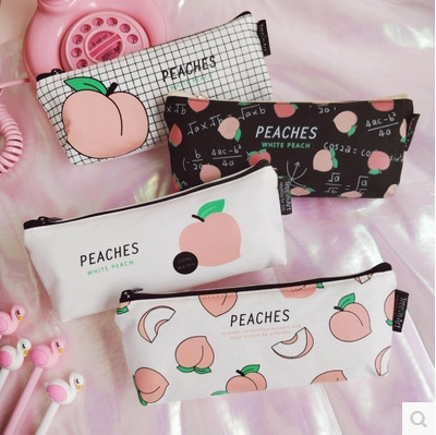 1 stücke Kawaii Bleistift fallen saftig Pfirsich Leinwand Estuches Schule Bleistift Kasten Pencilcase Bleistift Tasche Schule Liefert Schreibwaren