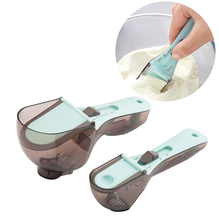 Einstellbaren Sauerei Löffel Kunststoff Milch Gewürz Mehl Scoop mit Skala Küche Messbecher