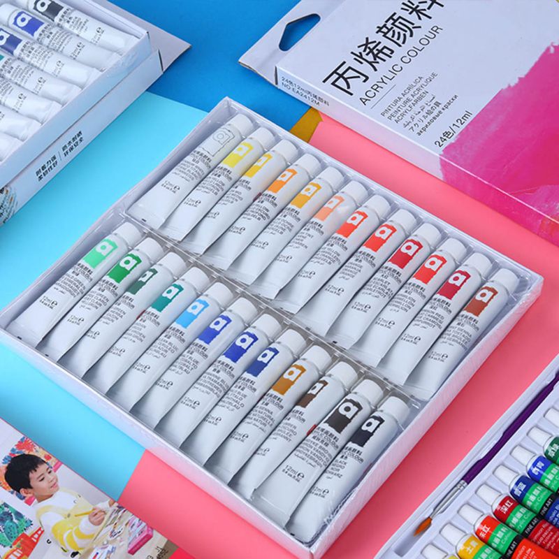 12/24 farbe Acrylfarben Pinsel 12ml Künstler Zeichnung Malerei Pigment Wandfarbe Kunst DIY Handwerk