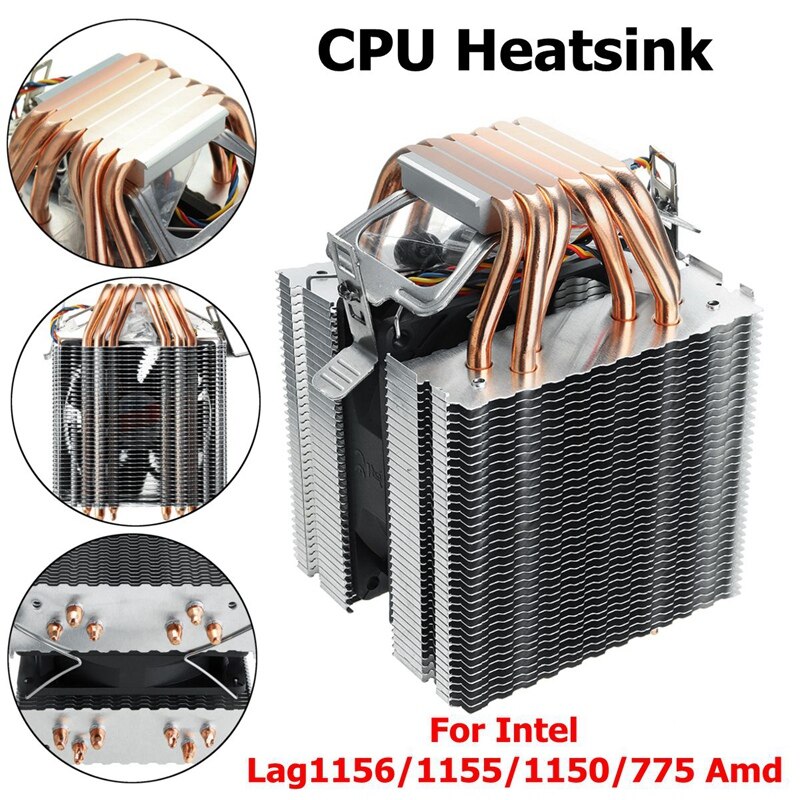 6 Heatpipe 4 Draht Einzigen Lüfter Ohne Licht Cpu Fan Cpu Kühlkörper Für 775/1150/1155/1156/1366 Für Adm Alle