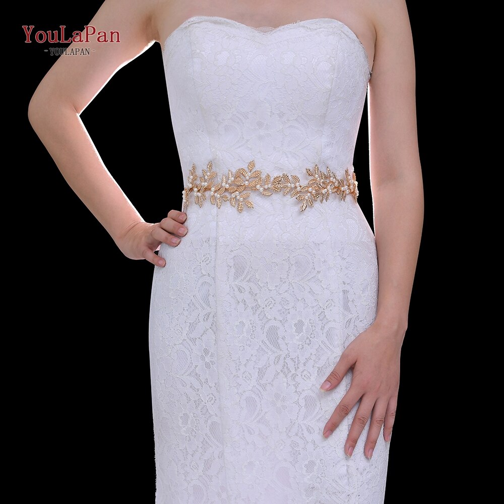 YouLaPan SH353 Goldene Diamant Hochzeit Gürtel Formale Kleid Gürtel Gold Metall Taille Gürtel Jeweled Gürtel für Brautjungfern Kleider Gürtel