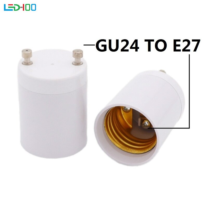 NEUE Material Feuerfeste GU24 zu E27 Weiß LED Licht Lampe Birne Adapter Halfter Buchse GU24 Männlichen zu E27 lampen Adapter