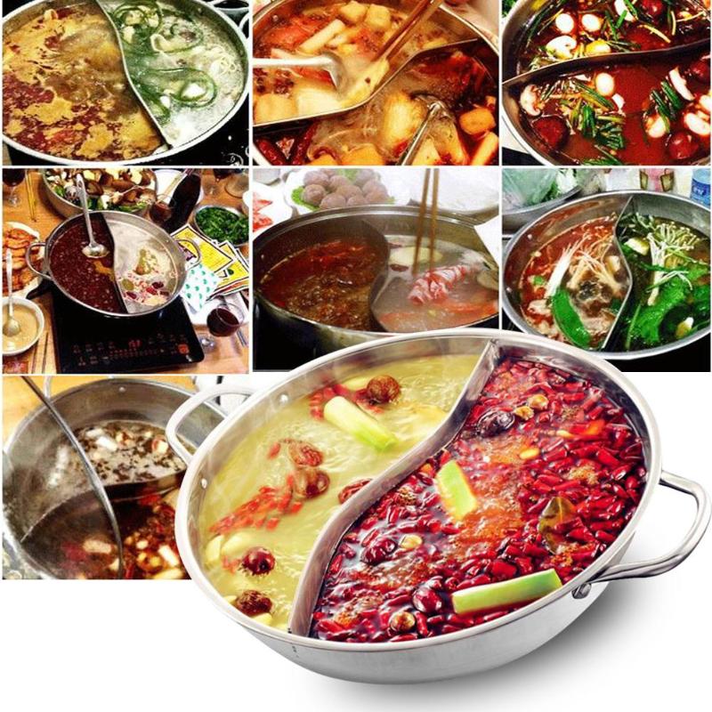 1pc Kochen Topf Edelstahl Single-Schicht Kochen Topf Doppel Ohr Ente Mandarin Fondue Topf Kochen Topf