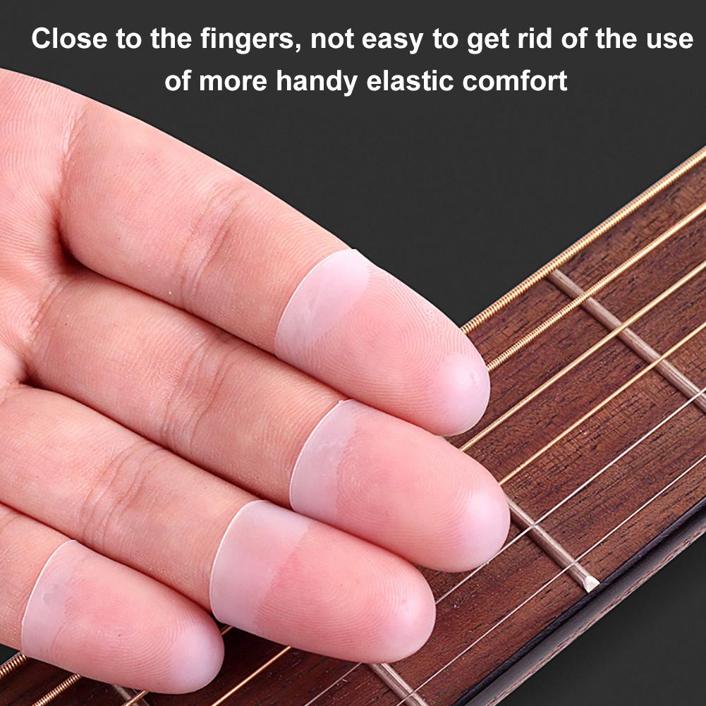 Gitarre Fingerspitze Protektoren Silikon Finger Wachen Für Ukulele Elektrische Gitarre Zubehör 4Stck